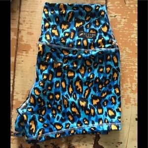 Blue Leopard High Waisted Savage Swimwear Shorts
